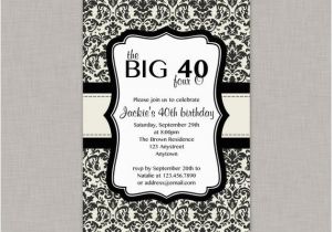 40th Birthday Invitations Free 40th Birthday Invitation Damask Cream and Black