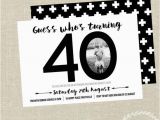 40th Birthday Invitations with Photo 40th Birthday Invitation Black and White Invite by