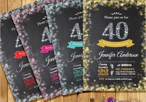 40th Birthday Party Invitations Online Adult 40th Birthday Invitation Bokeh Invitation Diamond
