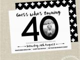 40th Birthday Photo Invitations 40th Birthday Invitation Black and White Invite by