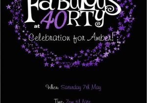 40th Birthday Photo Invitations 40th Birthday Invitation Purple Glitter Invitation You