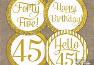 45th Birthday Decorations 45th Birthday toppers Gold Cupcake toppers Nifty