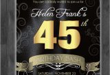45th Birthday Invitations 45th Birthday Bash Custom Designed Invitation Black