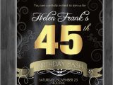 45th Birthday Invitations 45th Birthday Bash Custom Designed Invitation Black