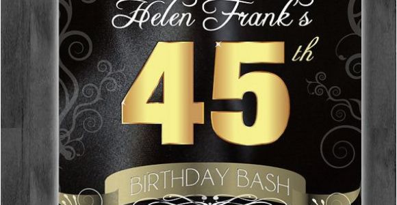 45th Birthday Invitations 45th Birthday Bash Custom Designed Invitation Black
