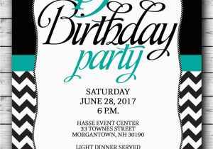45th Birthday Invitations 45th Birthday Party Invitation Black with A touch Of Teal or