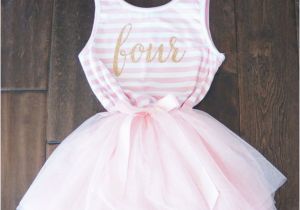 4th Birthday Girl Outfits Fourth Birthday Outfit Dress with Gold Letters by