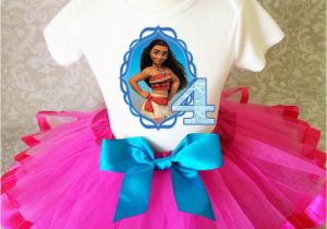 4th Birthday Girl Outfits Princess Moana Hot Pink Blue Girl 4th Fourth Birthday Tutu