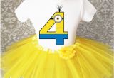 4th Birthday Girl Outfits Yellow Minion Girl 4th Fourth Birthday Tutu Outfit Shirt