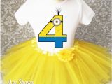 4th Birthday Girl Outfits Yellow Minion Girl 4th Fourth Birthday Tutu Outfit Shirt