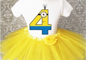 4th Birthday Girl Outfits Yellow Minion Girl 4th Fourth Birthday Tutu Outfit Shirt