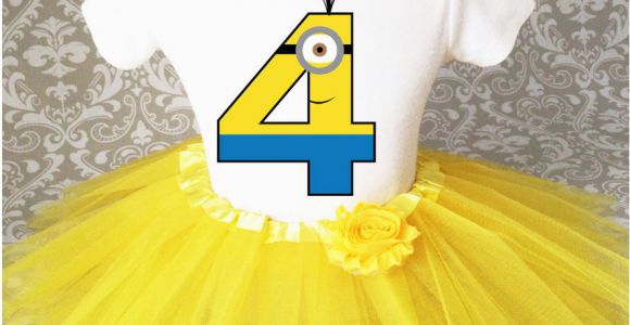 4th Birthday Girl Outfits Yellow Minion Girl 4th Fourth Birthday Tutu Outfit Shirt