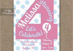 4th Birthday Invitation Cards 4th Birthday Invitations Printable Fourth Birthday