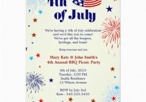 4th Birthday Invitation Cards 4th Of July Bbq Picnic Invitation Party Invitation Card