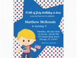 4th Birthday Invitation Cards 4th Of July Birthday Boy 5×7 Paper Invitation Card Zazzle