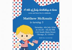 4th Birthday Invitation Cards 4th Of July Birthday Boy 5×7 Paper Invitation Card Zazzle