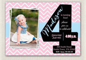 4th Birthday Invitation Cards Girls 4th Birthday Invitations Printable Fourth Birthday