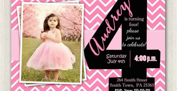 4th Birthday Invitation Cards Girls 4th Birthday Invitations Printable Fourth Birthday