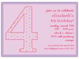 4th Birthday Party Invitation Wording 4th Birthday Girl Dots Invitations Paperstyle