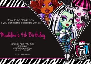 4×6 Birthday Invitation Template Monster High Birthday 4×6 or 5×7 Invitations U Print Ebay