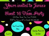 4×6 Birthday Invitation Template Neon Sweet 16 Birthday Invitation Template 4×6