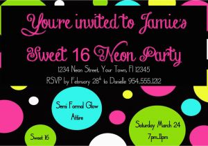 4×6 Birthday Invitation Template Neon Sweet 16 Birthday Invitation Template 4×6