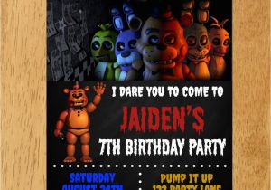 5 Nights at Freddy S Birthday Invitations Five Nights at Freddy 39 S Birthday Party Invitation by