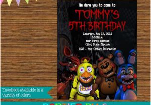 5 Nights at Freddy S Birthday Invitations Five Nights Freddy Birthday Party Invitations Personalized