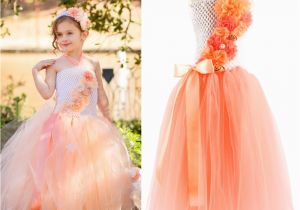 5 Year Old Birthday Girl Dress Girls Dress Kids Cloth orange Crochet Long Flower Tutu