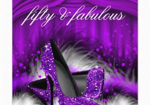 50 and Fabulous Birthday Decorations Fabulous 50 Purple High Heels 50th Birthday Party Card