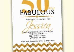 50 and Fabulous Birthday Invitations 50th Birthday Invitation Fifty and Fabulous Gold by