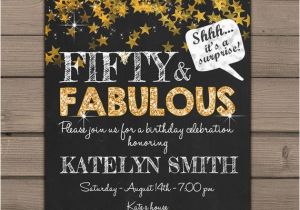 50 and Fabulous Birthday Invitations 50th Birthday Invitation Fifty and Fabulous Gold Glitter