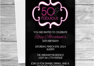 50 and Fabulous Birthday Invitations 50th Birthday Party Invitation 50 and Fabulous Invitations