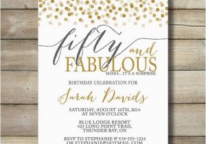 50 and Fabulous Birthday Invitations Fifty and Fabulous Birthday Invitation Any by
