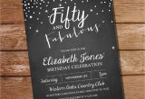 50 and Fabulous Birthday Invitations Fifty and Fabulous Chalkboard Birthday Invitation 40th 50th