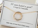 50 Birthday Gifts for Her 50th Birthday Gift for Women 5 Rings Necklace 50th
