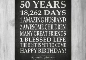 50 Year Old Birthday Card Ideas 50th Birthday Party Gift Personalized 50 Birthday Print Over