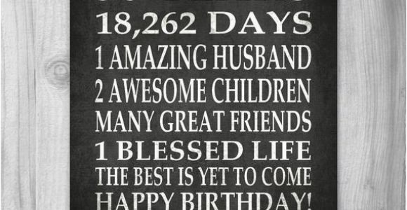 50 Year Old Birthday Card Ideas 50th Birthday Party Gift Personalized 50 Birthday Print Over