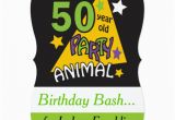 50 Year Old Birthday Party Invitations 50 Year Old Party Animal 50th Birthday 5×7 Paper