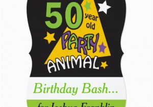 50 Year Old Birthday Party Invitations 50 Year Old Party Animal 50th Birthday 5×7 Paper