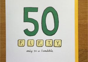 50s Birthday Card Fiftieth Birthday Card 50 50th Scrabble Happy Birthday Card