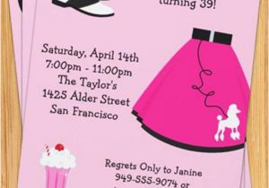 50s Birthday Invitations 50 39 S Poodle Skirt Party Invitation