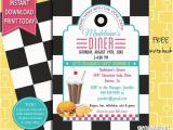 50s Birthday Invitations 50s Retro Diner Invite 50s Party Invitation Burger Party