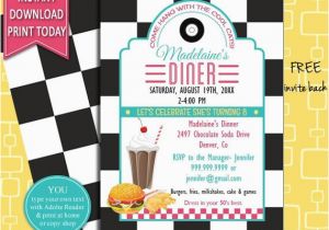 50s Birthday Invitations 50s Retro Diner Invite 50s Party Invitation Burger Party