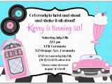 50s Birthday Invitations 50s theme Birthday Party Invitations