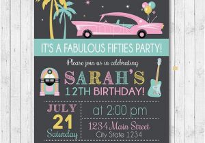 50s Birthday Invitations Fifties Birthday Invitation 50s Invite Fifties Party