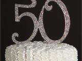 50th Birthday Cake toppers Decorations 50 Silver Rhinestone Cake topper Fifty 50th Birthday