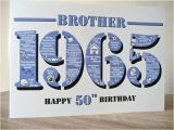50th Birthday Cards for Brother Happy 50th Birthday Brother Card Born In 1965 Folksy