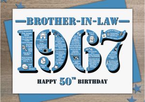 50th Birthday Cards for Brother Happy 50th Birthday Brother In Law Greetings Ca Folksy