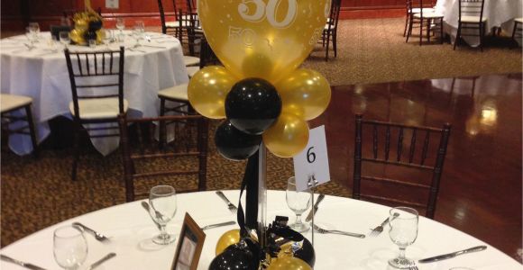 50th Birthday Centerpiece Decorations Black and Gold Balloon Centerpieces for A 50th Birthday or